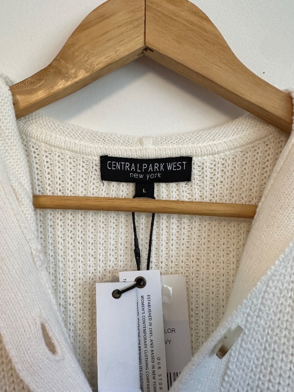 Central Park West NWT Sleeveless Hooded Stripe Button Front Sweater | Size Large - Picture 3 of 7